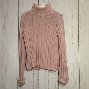 Eddie Bauer Baby Pink Cotton Knitted Winter Turtleneck Sweater Petite Medium